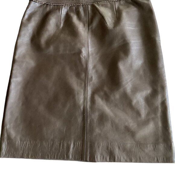Dark Brown Leather Skirt Sz 6 Jaclyn Smith #173F - Picture 9 of 12